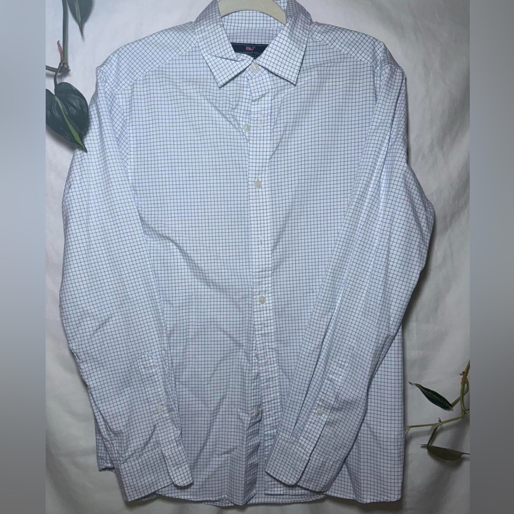 Vineyard Vines M Light Blue Checkered Dress Shirt